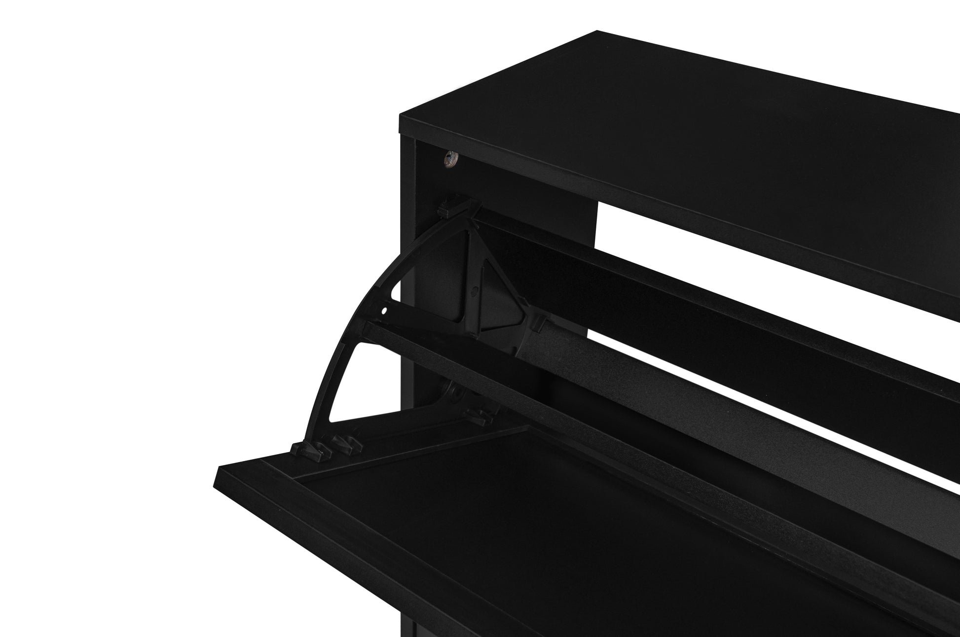 Rattan 3 Door Shoe Rack, Freestanding Modern Shoe Storage Cabinet, For Entryway Black Particle Board