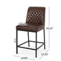 Counter Stool Set Of 2 Dark Brown Leather