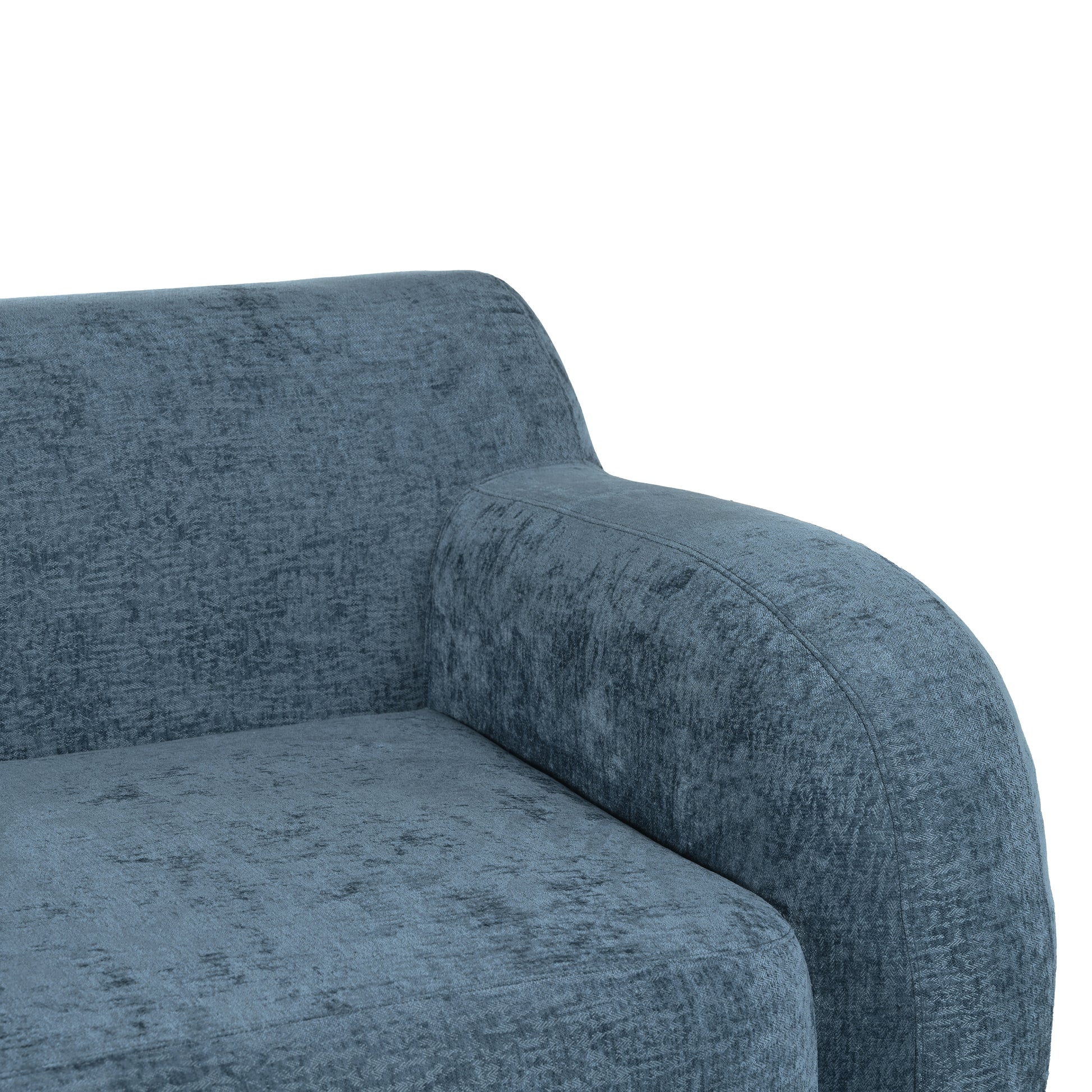 81.5" Minimalist Compression Sofa, Curved Design, 3 Seater Casual Sofa For Living Rooms, Bedrooms, And Apartments Dark Blue Polyester 3 Seat