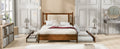 Queen Size Wooden Rattan Platform Bed, With 2 Big Drawers, T Size Trundle, Brown Queen Brown Plywood