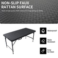 4Ft Rattan Folding Table For Indoor&Outdoor, Portable Foldable Table Rattan Plaited Black Black Garden & Outdoor Rattan