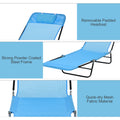 Outsunny Folding Chaise Lounge Chair, Pool Sun Tanning Chair, Outdoor Lounge Chair With Reclining Back,Mesh Seat, Headrest For Beach, Yard, Patio, Blue Blue Steel