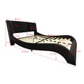 Faux Leather Upholstered Platform Bed Frame With Led Lighting, Bluetooth Connection To Play Music Control, Backrest Vibration Massage, Curve Design, Wood Slat Support, Exhibited Speakers,King Size Box Spring Not Required King Black Mdf