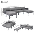 6 Pieces Aluminum Patio Furniture Set, Modern Metal Outdoor Conversation Set Sectional Sofa With Removable Olefin Extra Thick Cushions 5.9