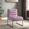 Wisteria Accent Chair With Metal With Sled Base Pink Primary Living Space Genuine Leather