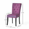 Dining Chair Set Of 2 Dark Purple Wood Waterproof Fabric