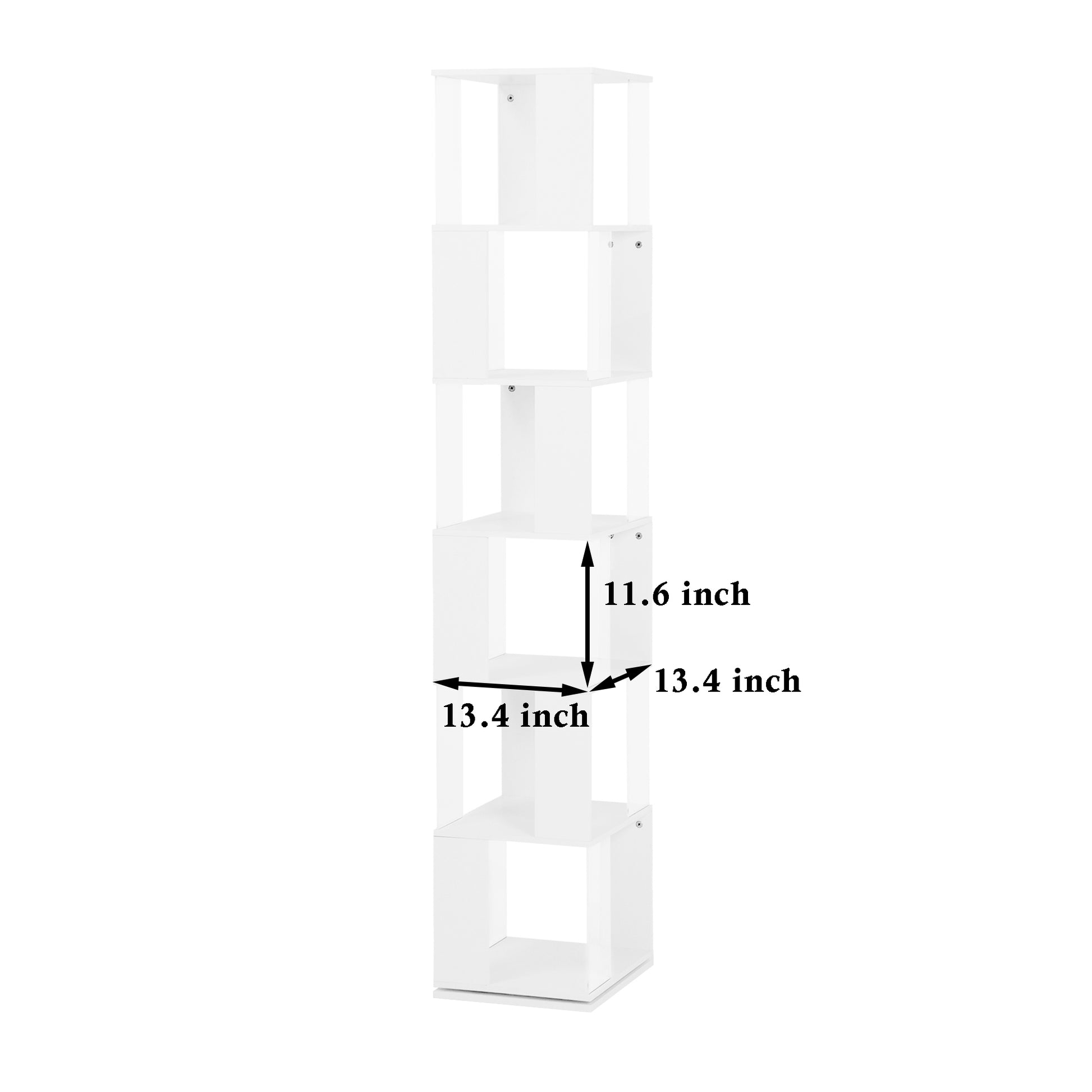 6 Tier Rotating Bookshelf, Floor Rack Simple Bookcase With Acrylic Plate Student Multi Function Creative Bookshelf For Living Room White Particle Board