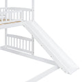 Twin Over Twin Bunk Bed With Two Drawers And Slide, House Bed With Slide, White Old Sku :Lt000129Aak White Pine