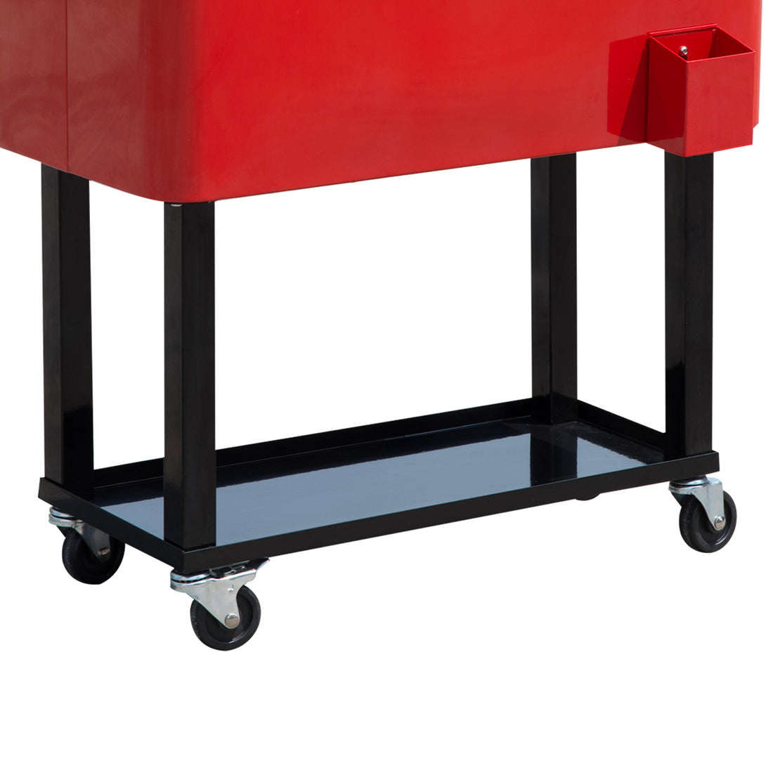 Outsunny 80 Qt Rolling Cooling Bins Ice Chest On Wheels Outdoor Stand Up Drink Cooler Cart For Party, Red Red Plastic