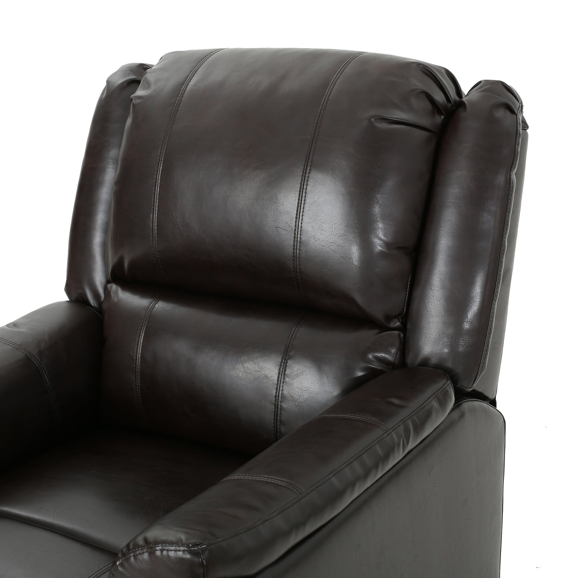 Brown Pu Glider Recliner With Swivel, Manual Reclining Chair Brown Pu