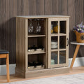 Homcom Wine Bar Cabinet, Small Sideboard Buffet Cabinet, Kitchen Storage Cabinet With 6 Bottle Wine Rack And Stemware Racks, Sliding Galss Door, Shelves Brown Mdf