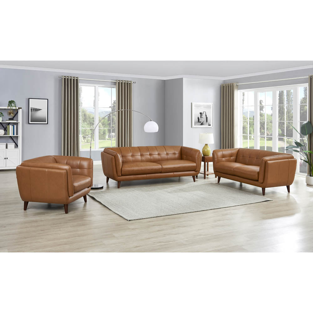 Solana Leather Chair Cognac Down Filling Genuine Leather