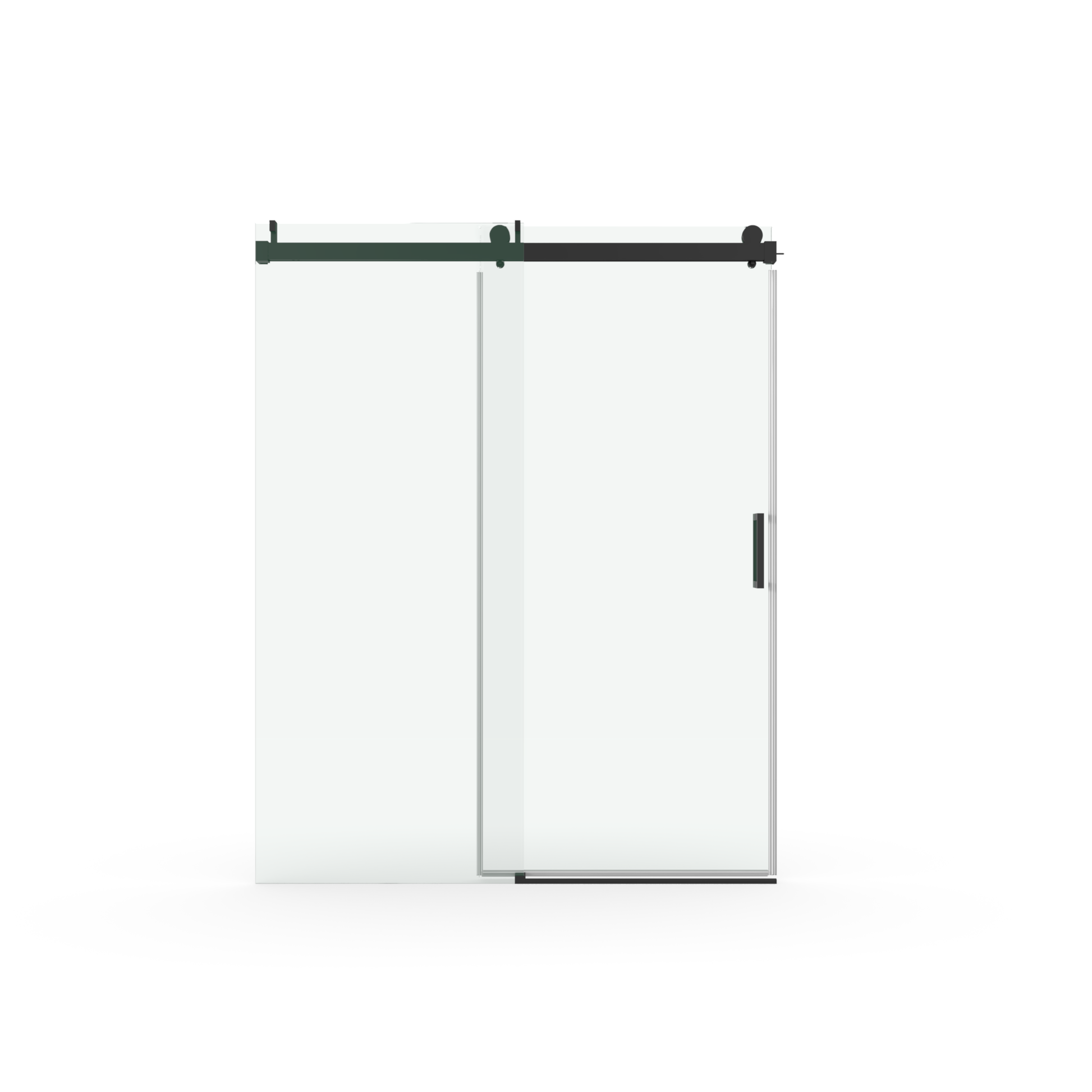 56" 60" W X 76" H Frameless Soft Closing Shower Door, 1 4" 6Mm Tempered Glass Single Sliding With Explosion Proof Coating, Matte Black 24D01 60Mbx Matte Black Bathroom Tempered Glass