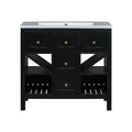 36'' Bathroom Vanity With Resin Sink Combo, Solid Wood Frame Bathroom Storage Cabinet, Freestanding Vanity Set With 5 Drawers& Soft Closing Doors Same As Sw000141Aab Black Bathroom Solid Wood Mdf Resin