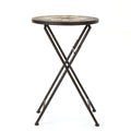 Silvester End Table Beige Black Ceramic Tile Iron