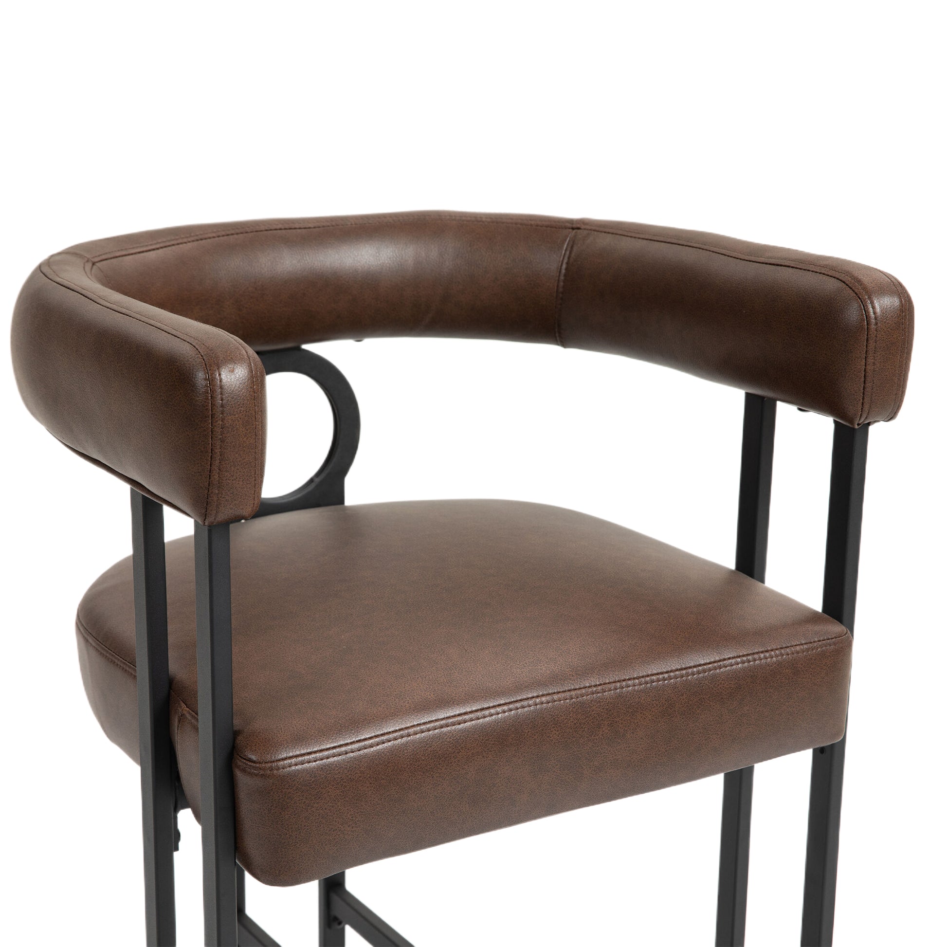 Coolmore Bar Stools Set Of 2, Modern Bar Stool With Back, Black Metal Frames, Upholstered Bar Stools For Kitchen Island, Pub, Club Dark Brown Pu Dark Brown Foam Pu Leather