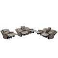 Home Theater Recliner Set Manual Recliner Chair With A Led Light Strip Two Built In Cup Holders For Living Room,Bedroom, Grey Grey Foam Pu