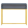 Modern Sleek Console Table Two Drawers With Stripe Design For Living Room And Entryway Grey Grey Mdf