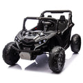 24V Two Seater Kids Ride On Utv W Parents Remote Control,Four Wheel Suspension,Slow Start,Large Wheel Design,Anti Collision Bar,Storage Space,Music,Usb,Bluetooth,Volume Control,Led Lights For Kids 3 . Black 100 149 Lbs Polypropylene