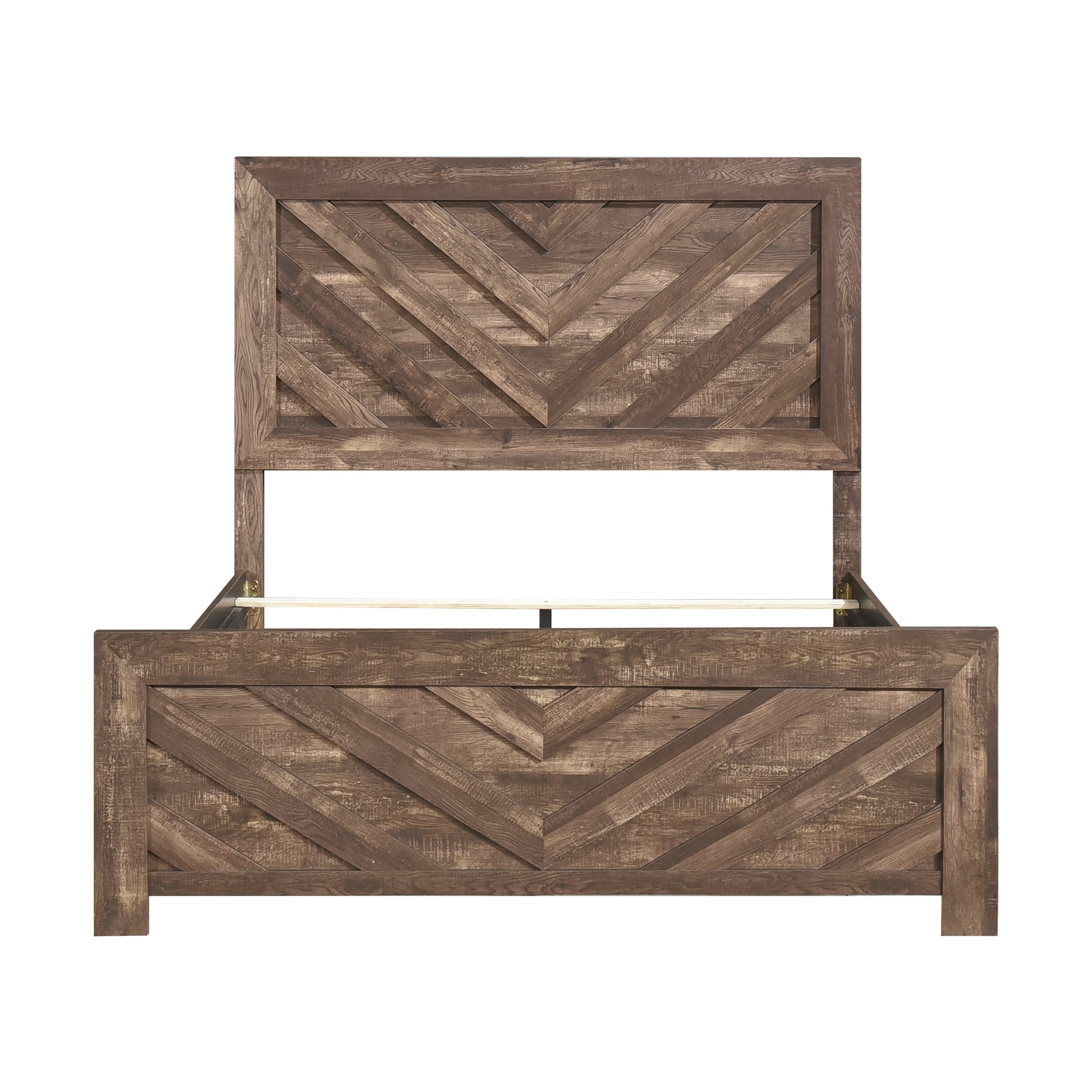 Rustic Brown Finish Contemporary Queen Size Panel Bed Wooden Bedroom Furniture 1Pc, Bed In A Box Box Spring Required Queen Rustic Brown Bedroom Bed Frame Wood