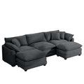 Oversized Modular Cushion Sofa, Portable Ottoman, L Shaped Corner Low Back Deep Seating Spacious Sofa Set And Sofa Bed For Home Apartment Living Room Set, Grey Corduroy Grey Corduroy 3 Seat