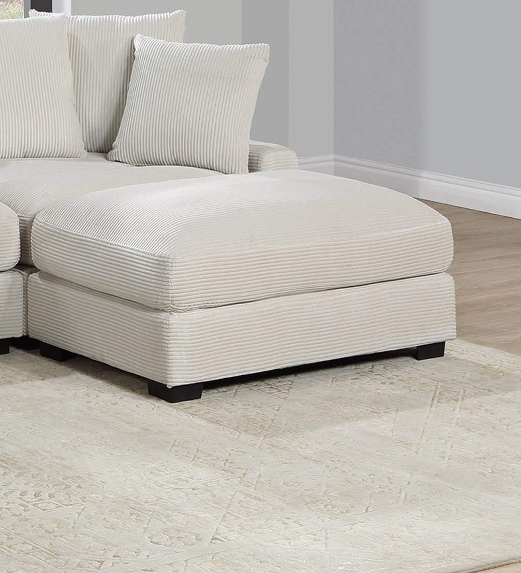 Living Room Furniture 1Pc Ottoman Beige Color Corduroy Soft Cushion Cocktail Ottoman Wood Legs Beige Primary Living Space Beige Contemporary,Modern Rectangle Corduroy