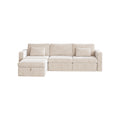 Modern Velvet U Shape Sectional Sofa, Oversized Upholstery Sectional Sofa, Chaise Couch With Storage Ottomans For Living Room Loft Apartment Office White 4 Seats Wood Primary Living Space Medium Duty Pine 4 Seat White Velvet Medium Soft Cushion Back