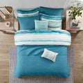 8 Piece Printed Seersucker Comforter And Quilt Set Collection Aqua Full Queen Full Aqua Polyester
