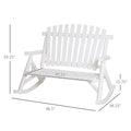 Outsunny Outdoor Wooden Rocking Chair, Double Person Rustic Adirondack Rocker With Slatted Seat, High Backrest, Armrests For Patio, Garden And Porch, White White Wood