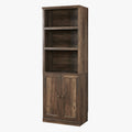 1 Doors Bookshelf With Usb Port And 3 Open Shelves Bookcase Side Cabinet Storage Shelves, Rustic Brown Brown Pine