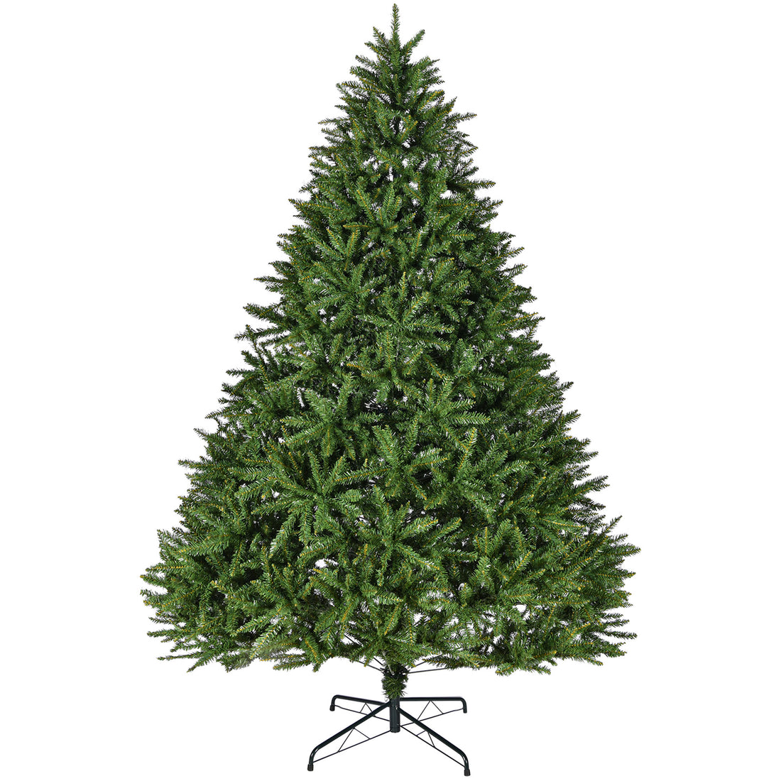 9Ft Artificial Christmas Tree, Premium Unlit Hinged Full Tree With 3655 Branch Tips, Metal Stand, Hinged Structure, Easy Assembly Festival Celebration Xmas Tree For Home, Office, Party Green Pvc