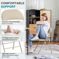 Folding Chair 2 Pack, Leather Padded Folding Chairs, Sturdy Metal Foldable Chairs, For Home, Office, Party, Khaki 4 Pack Khaki Stainless Steel