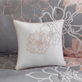 Printed Cotton Sateen Comforter Set Grey Peach King King Grey Peach Polyester