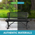 4 Ft. Outdoor Steel Bench With Backrest In Black Black Carbon Steel