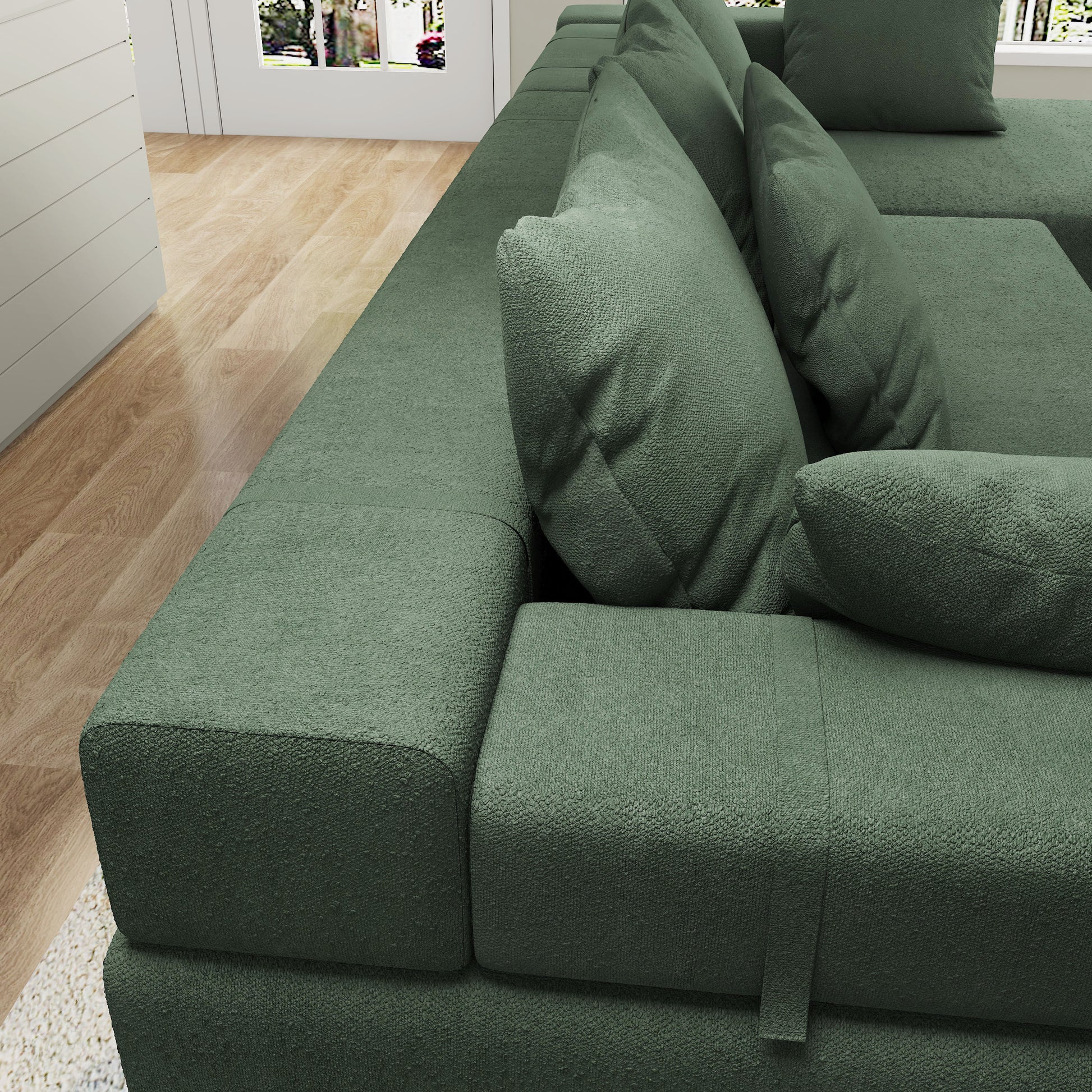 Modern Upholstered Sectional Sofa Couch Set,Modular 108" L Shaped Sectional Living Room Sofa Set With 6 Pillows,Free Combination Sofa Couch For Living Room,Bedroom Green Foam Chenille 3 Seat