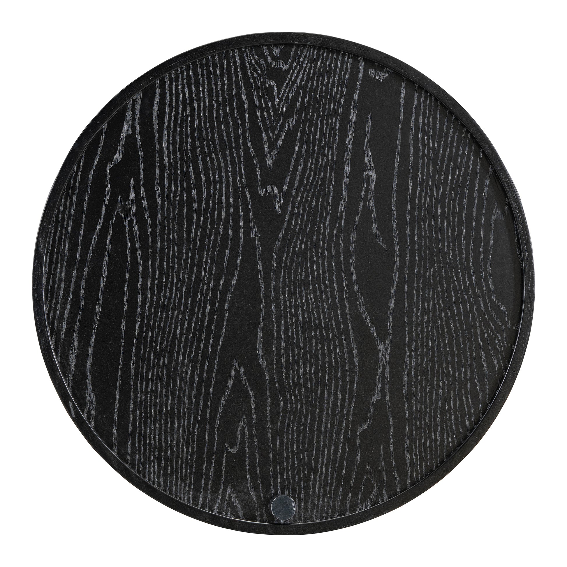 Modern Round Wood Rotating Tray Coffee Table With Storage & Metal Legs In Black Black Metal,Rubber Wood
