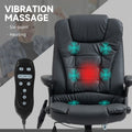 Homcom High Back Vibration Massage Chair, Heating Office Chair, Black Black Pu Leather