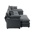 Oversized Modular Cushion Sofa, Portable Ottoman, L Shaped Corner Low Back Deep Seating Spacious Sofa Set And Sofa Bed For Home Apartment Living Room Set, Grey Corduroy Grey Corduroy 3 Seat