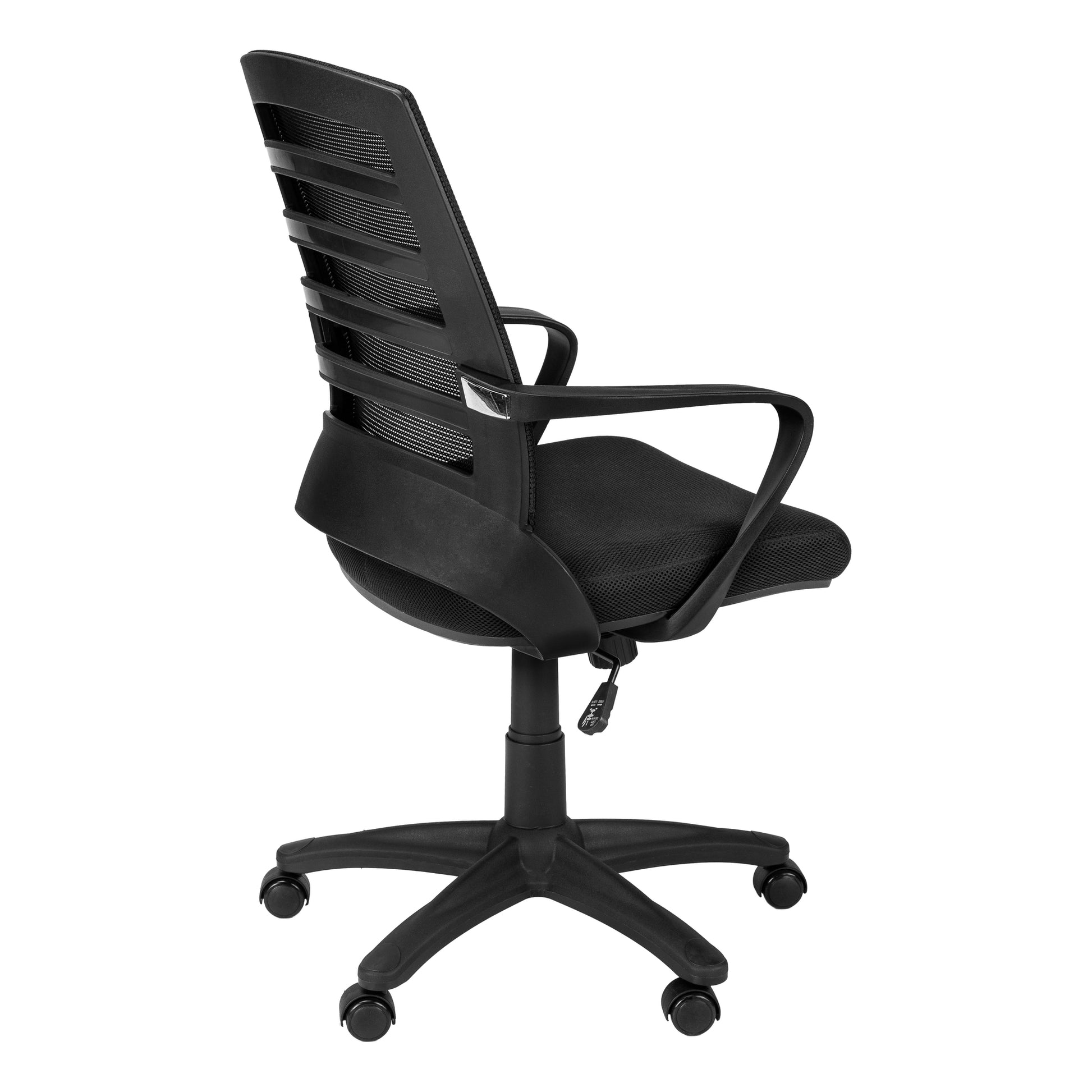 Office Chair, Adjustable Height, Swivel, Ergonomic, Armrests, Computer Desk, Work, Black Mesh, Black Metal, Contemporary, Modern Black Foam Polyester