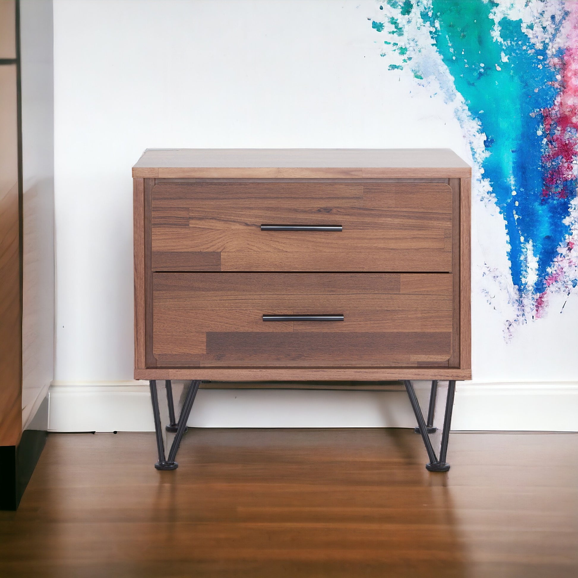 Deoss Walnut Finish Accent Table Walnut Synthetic Wood