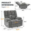 Oversize Rocker Recliner Chair For Adults, Extra Wide Rocking Recliner Chair Manual Recliner, Bid Man Recliners, Limestone Grey Brown Wood Primary Living Space Heavy Duty Handle Acacia Grey Chenille Manual Handle Soft Cushion Back American Design,Modern