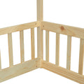 Full Roof Framed Headboard Floor Bed With Headboard Guardrails, Without Slats,Natural Full Natural American Design Pine