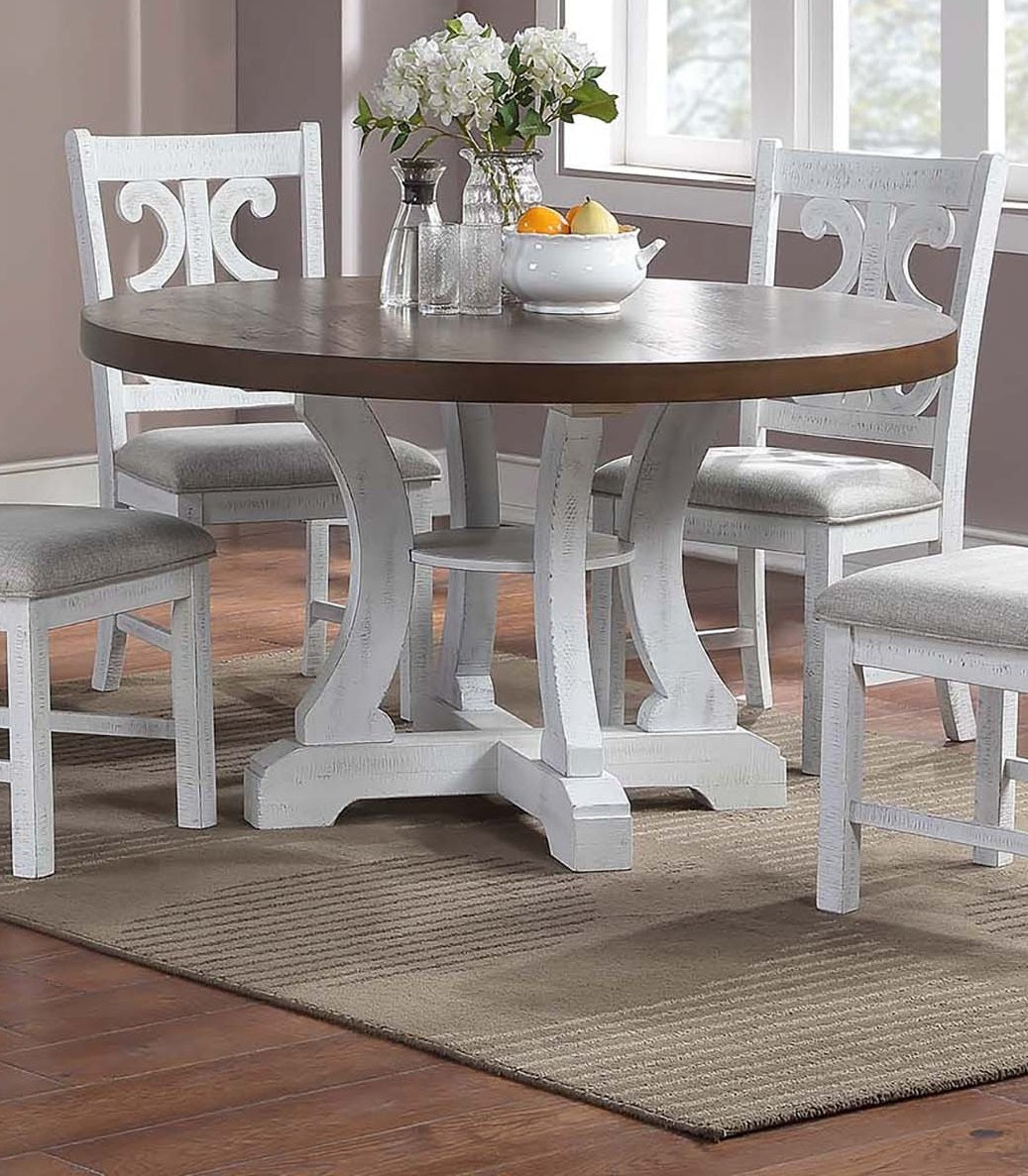 White Dining Room Wooden 1Pc Round Dining Table Elegant Design Furniture White Seats 4 White Classic,Contemporary,Traditional Rubberwood Round Rubber Wood,Solid Wood