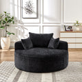 55''L Chenille Sponge Single Sofa,No Assembly Required,Fluffy Modern Sleeper Chair For Living Room, Bedroom, Lounge And Projection Room Not A Swivel Chair. Black Foam Chenille 1 Seat