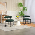 Coolmore Boucle Dining Chairs Set Of 2, Mid Century Modern Curved Backrest Chair, Round Upholstered Kitchen Chairs Emerald Boucle Emerald Foam Mdf Metal