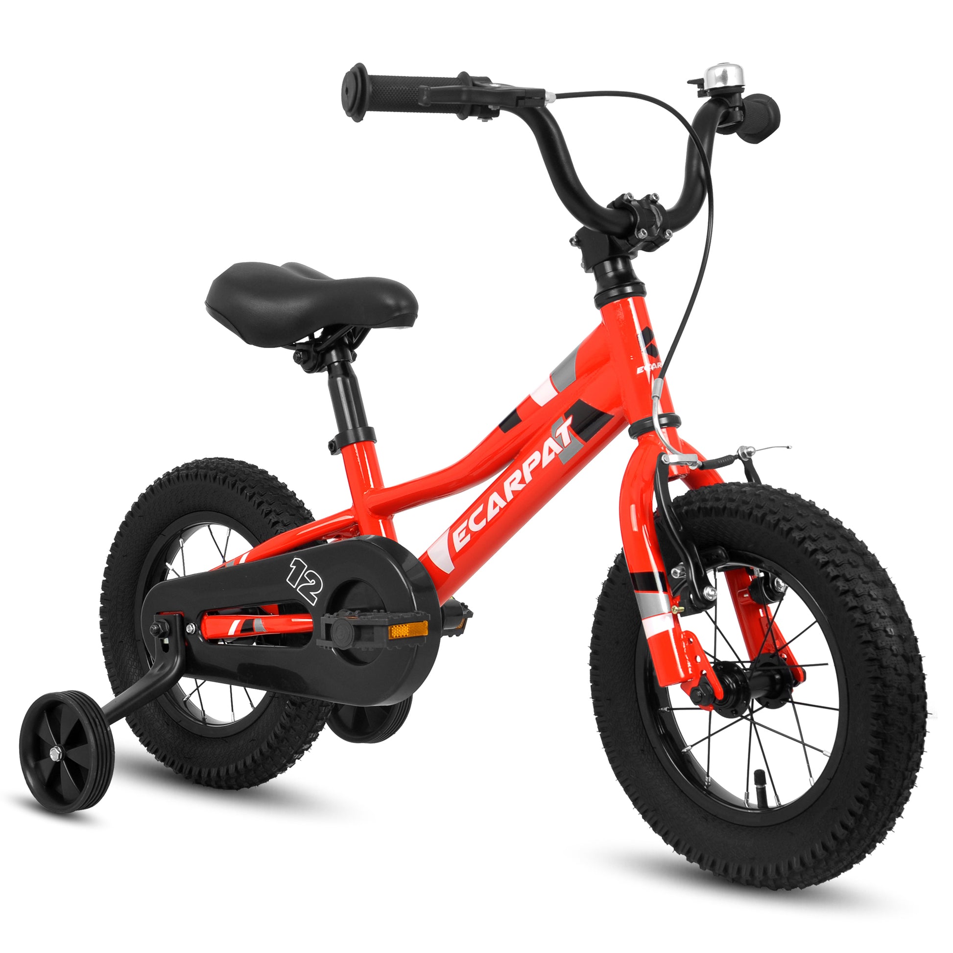 A12117 Ecarpat Kids' Bike 12 Inch Wheels, 1 Speed Boys Girls Child Bicycles For2 3Years, With Removable Training Wheels Baby Toys, Front V Brake, Rear Holding Brake Red Classic 1 To 2 Years Carbon Steel Outdoor