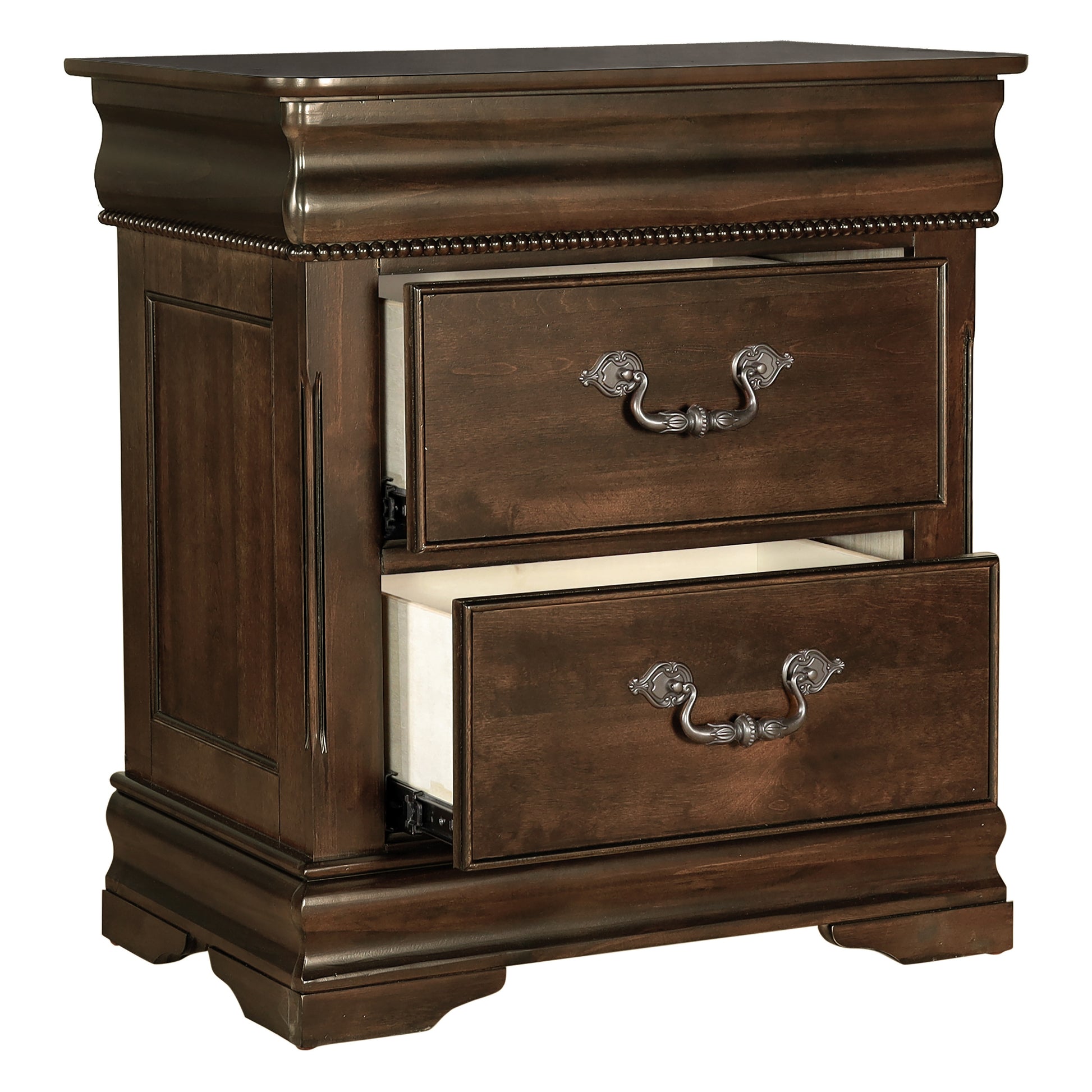 Classic Dark Cherry Finish Nightstand, Hidden Drawer, Traditional Bedroom Furniture 1Pc Bedside Table Cherry 2 Drawers Bedroom Wood