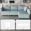 Modular Sectional Sofa, Convertible Sofa Seat With Storage, Sleeper Sectional Sofa Set, Fabric Flexible Modular Combinations For Living Room Antique Blue Fabric 4 Seat