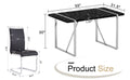 Table And Chair Set.A Rustic Industrial Rectangular Mdf Black Dining Table With Mdf Desktop And Electroplated Silver Metal Legs.Paried With 6 Chairs With Pu Cushion And Metal Legs. Black,Silver Seats 6 Mdf Metal