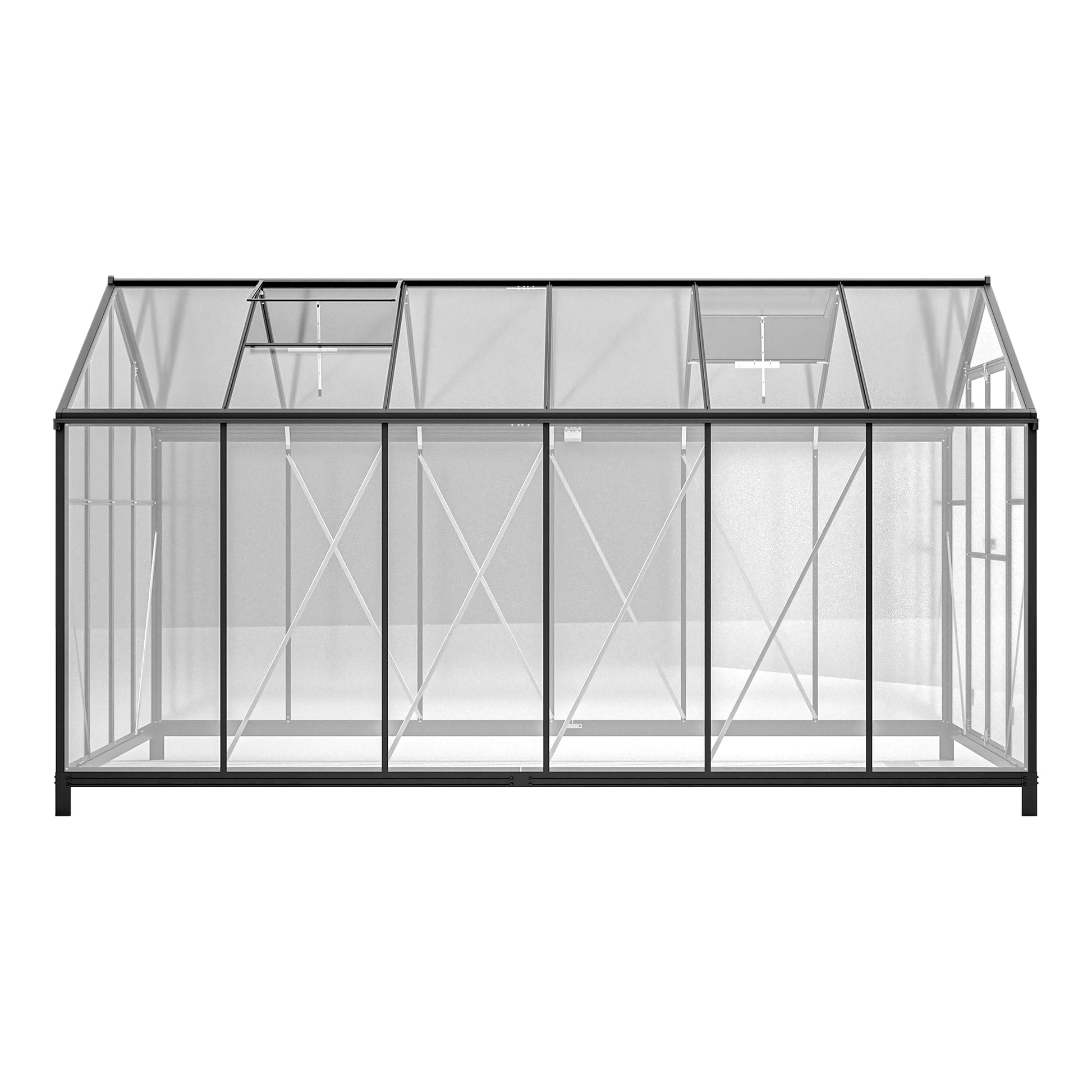 8' X 12' Outdoor Greenhouse, Heavy Duty Polycarbonate Greenhouse, Large Walk In Greenhouse With Double Doors And Two Ventilation Windows, Aluminum Greenhouse For Outdoor Greenhouse Garden Backyard